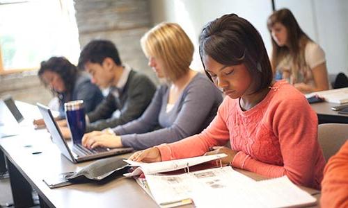 Students reading in classroom